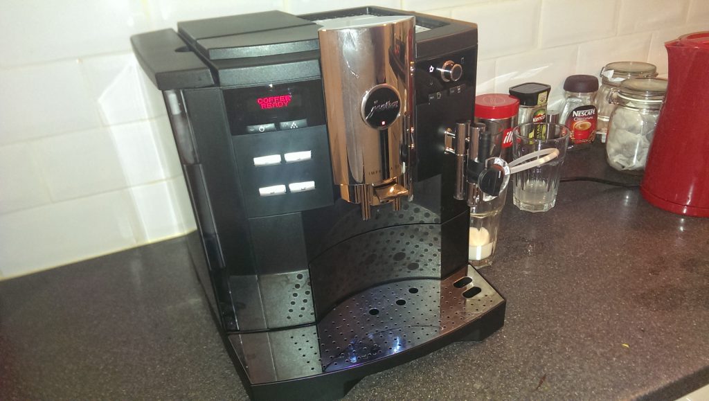 Our coffee machine, yesterday. It makes a great cup, but it's very needy.