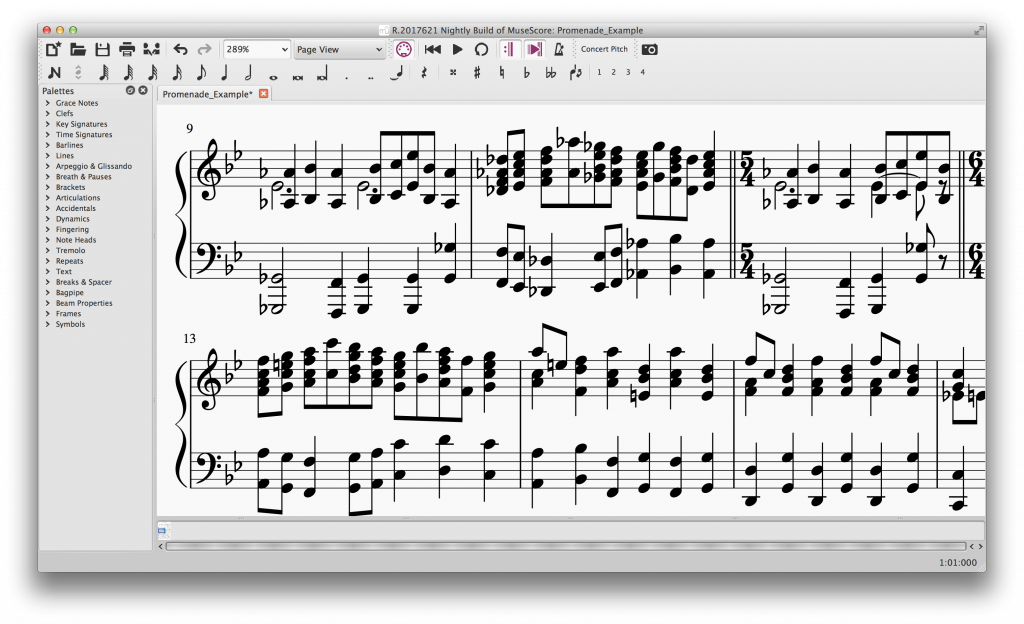 One of MuseScore 2.0's example scores, using the Bravura music font