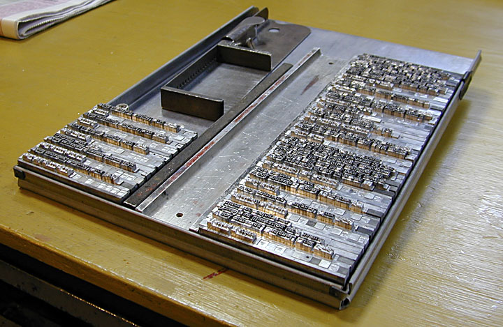 A galley full of type. Image courtesy of the Greyweather Press